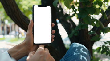 Smartphone with Empty Display in Outdoor Setting png