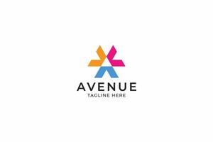 Modern Geometric Avenue Logo with Colorful Arrows Representing Direction and Brand Identity vector