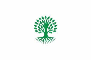 Green Tree Logo with Hand Symbolizing Growth, Care, and Community Connection vector