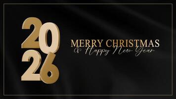 Happy new year 2026. 3D Festive design with golden number on a background of black fabric. Luxury design for Christmas and New Year. Holiday celebration banner. vector