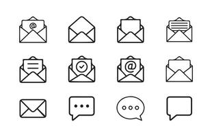 Envelope icon set. Speech bubble collection vector