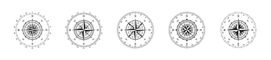 Compass vintage interface collection. Old style navigation tools set. vector