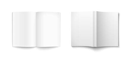 White blank open book mockup illustration. Open book mockup with blank pages vector