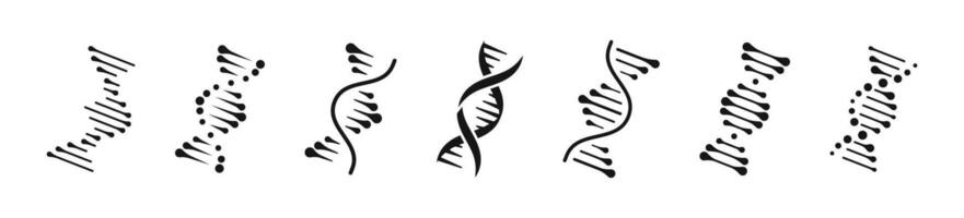 DNA spiral set. Genetic helix minimalistic style collection. vector