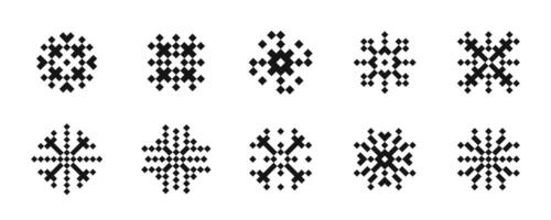 Pixel ornament design element collection. Decorative ornaments with pixel art style vector