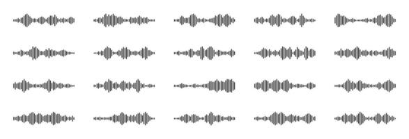 Voice message sound waves collection. Audio signal symbol set. vector