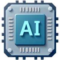 3D illustration of AI processor chip png