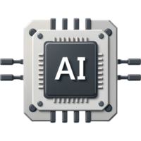 Futuristic AI microchip icon with circuit png