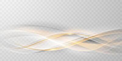 Abstract light wave background with white and gold lines vector