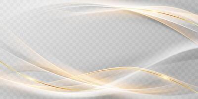 Abstract white light wave background with gold lines vector