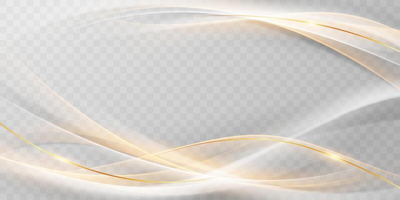 Abstract white light wave background with gold lines