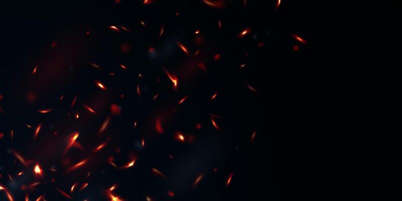 Fire sparks on black background
