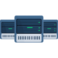 Technical illustration of multiple server racks in data center png