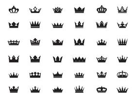 Set king crowns icon on white background. EPS outline Illustration. vector