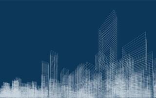 3D wireframe perspective of building. vector