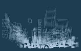 Abstract 3D dynamic wireframe. Geometric perspective background. vector