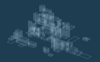 Abstract 3D dynamic wireframe. Geometric perspective background. Abstract matrix wireframe background for template design. vector