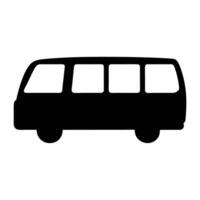 Simple Black Silhouette of a Minibus with Multiple Windows for Transport vector