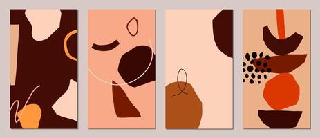 Set of abstract modern artistic minimal background template for social media stories illustration vector
