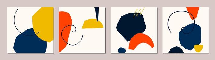 Set of abstract artistic minimal background design template for social media posts vector