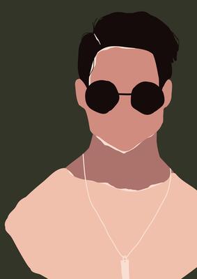 Abstract modern brutal man with sunglasses portrait silhouette