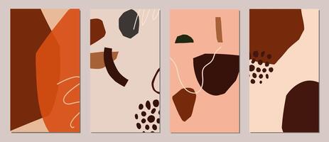 Set of abstract trendy modern artistic minimal background template for social media stories vector