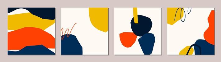 Set of abstract modern artistic minimalistic background design template for social media posts vector