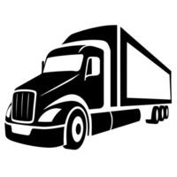 Monochrome graphic design of a heavy-duty truck with a sleek and modern appearance vector