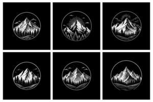 Stylish and Minimal Badge Templates with River and Mountain Landscape Design vector