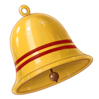 Yellow Bell with Red Stripes and Hanging Loop on Transparent Background png