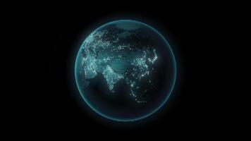 Earth spining loop hologram flicker glow effect overlay background video