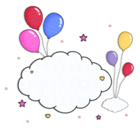 A cloud with balloons and stars on it png