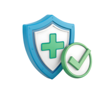 A shield with a check mark and a green cross png