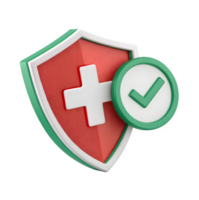 A shield with a red cross and a green tick png