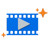 AI Processing, Film Strip with Play Button Icon, indicating AI-enhanced editing or recognition. png