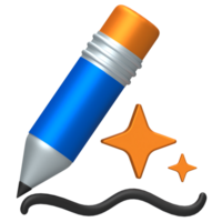 AI Drawing Pencil Icon. Pen drawing a line symbolizing AI-powered drawing or input recognition. png