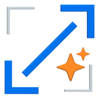 AI Expand or Upscale Icon. Arrows symbolizing AI-enhanced scaling, upscale or zooming feature. png