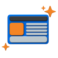 AI Content Web Layout Icon. Social media or website layout representing AI-assisted content structuring. png