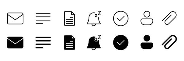 Set of Notification icon collection. Inbox, menu symbol. vector