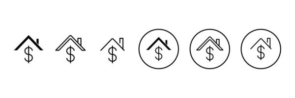 Set of house roof top with dollar icon collection. Mortgage, roof top. dollar symbol. vector