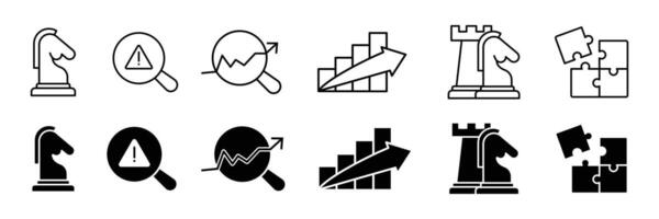 Set of Business strategy icon collection. Project management, collaboration, workflow, milestones symbol. vector