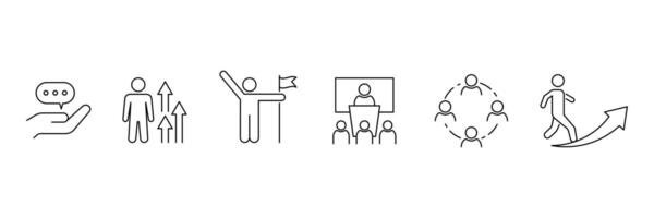 Set of Business teamwork icon collection. Containing team building, meeting, managing symbol vector