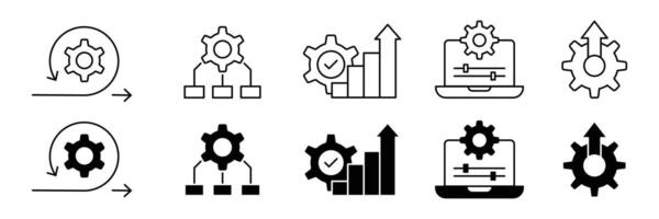 Set of Optimization icon collection. Progress perfect for conveying, Process automation, improvement symbol. vector
