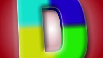 Bold and bright 3D letter D animation, highlighted by dynamic camera angles and a warm red gradient, perfect for modern design work. video