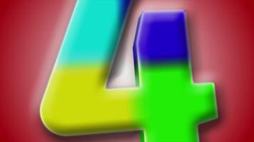 Vibrant 3D animation of number 4 with dynamic movements on a glowing red gradient, suitable for motion designers. video