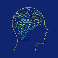 concept of eco-friendly brain thinking or mental health, graphic of human brain combined with ecology elements vector