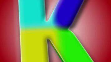 3D animated letter K with vivid hues and a cinematic red backdrop, ideal for titles, branding, and animation reels. video