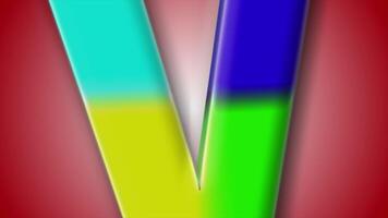 Lively 3D letter V with energetic transitions and a red gradient background, perfect for motion and branding work. video