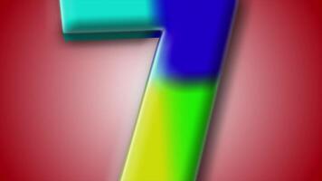 Playful 3D number 7 animation with vivid hues and red gradient, crafted for creative visuals and branding projects. video