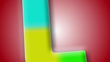 Vibrant 3D style animation of letter L with gradient red background and rotating angles, ideal for designers and animators. video